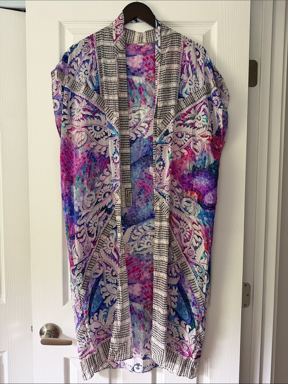 Gottex Purple and Pink Mosaic Print Blouse
